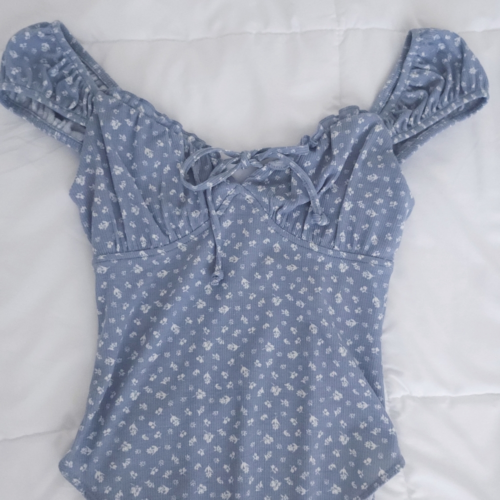 Wild Fable Blue Floral One Piece Babydoll Top ✨️ LIKE NEW✨️